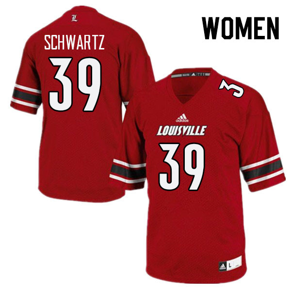 Women #39 Carter Schwartz Louisville Cardinals College Football Jerseys Stitched Sale-Red